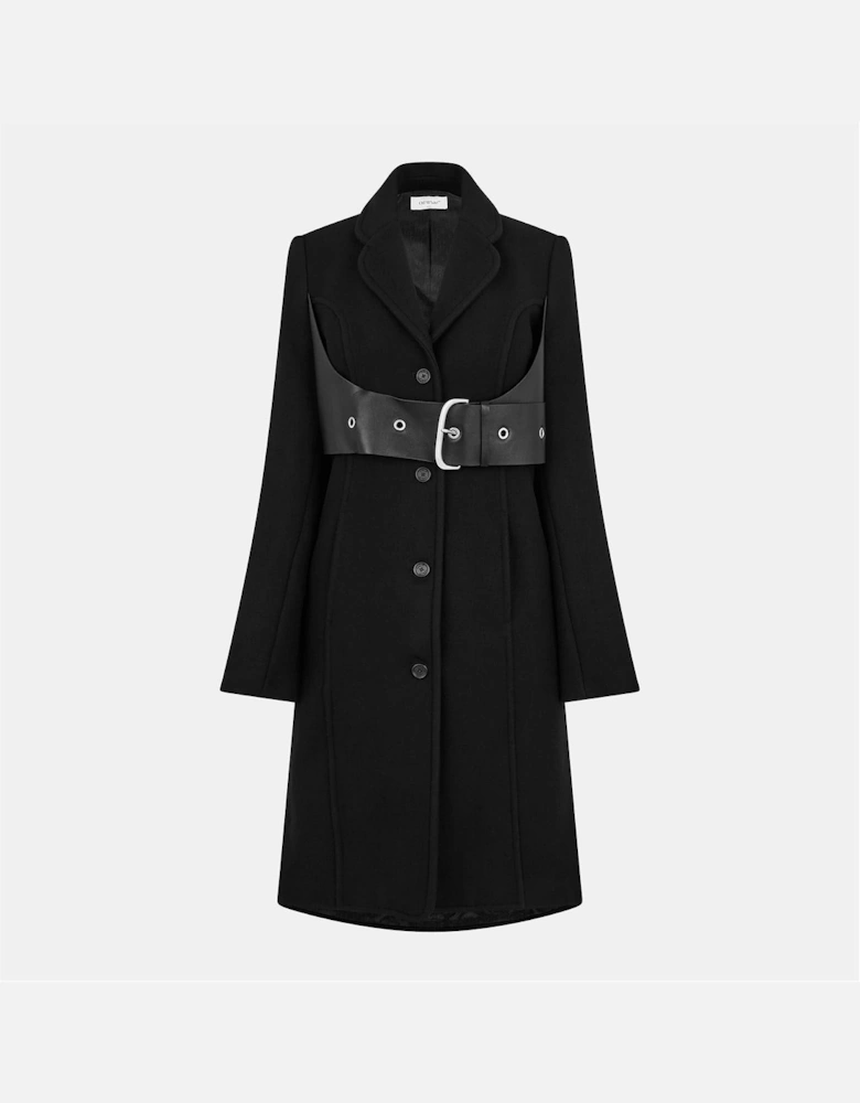Solid Patterned Lapel Collared Over Coat