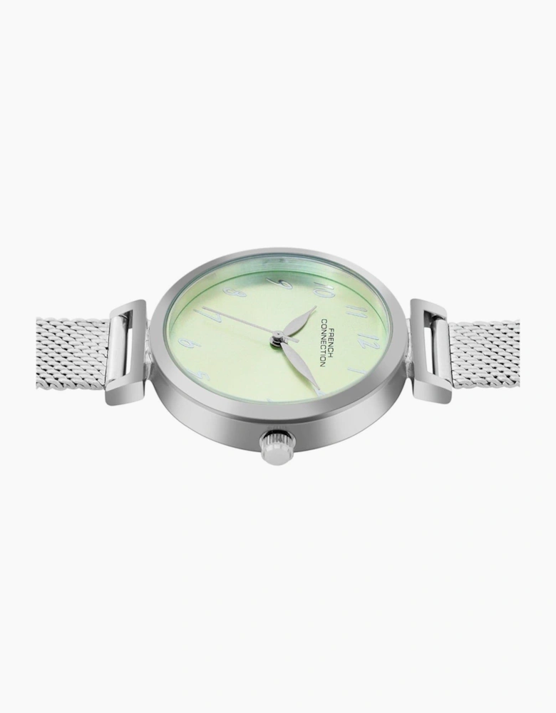 Connection Silver Case Round Shape Silver Strap Quartz Watch