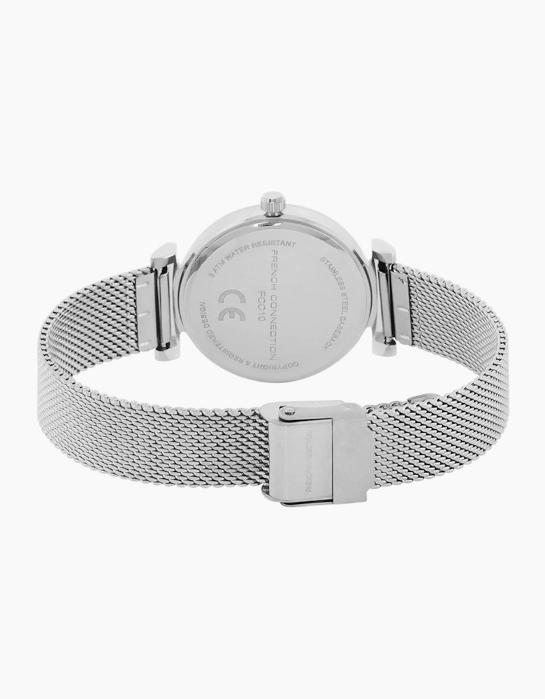 Connection Silver Case Round Shape Silver Strap Quartz Watch