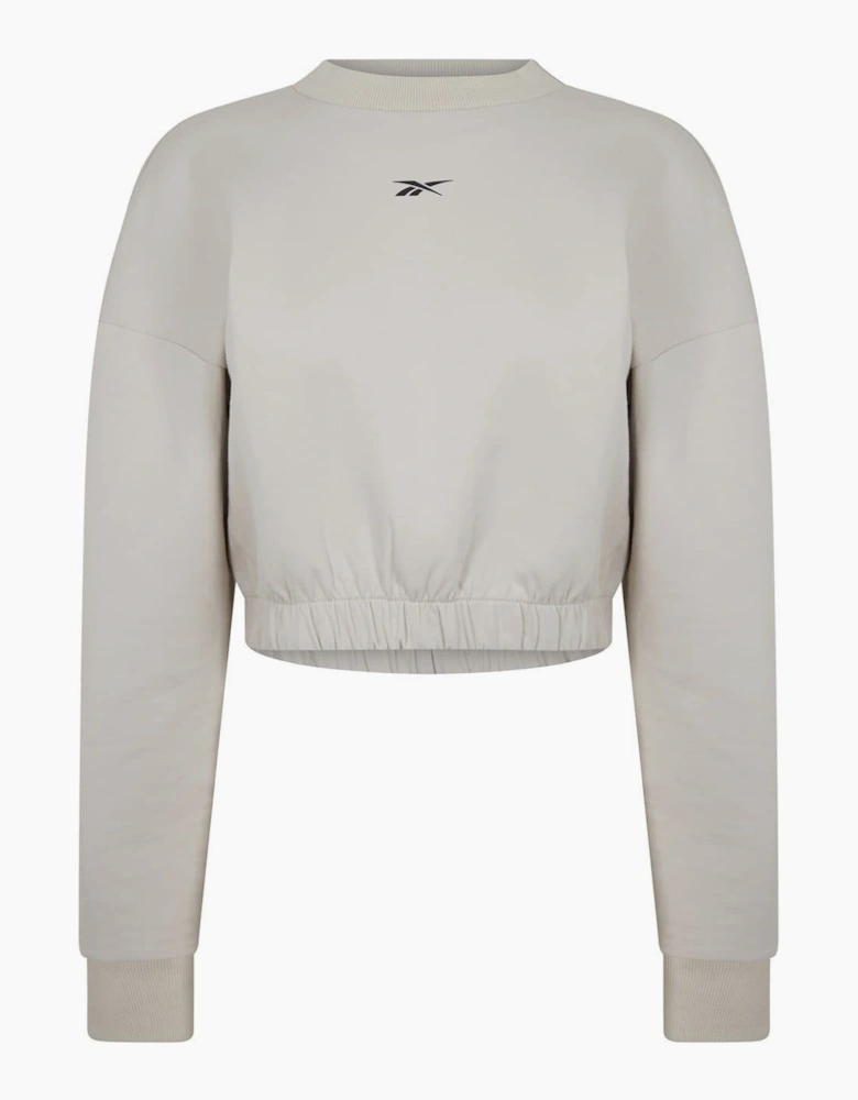 Cropped Relaxed Fit Crew Neck Sweatshirt