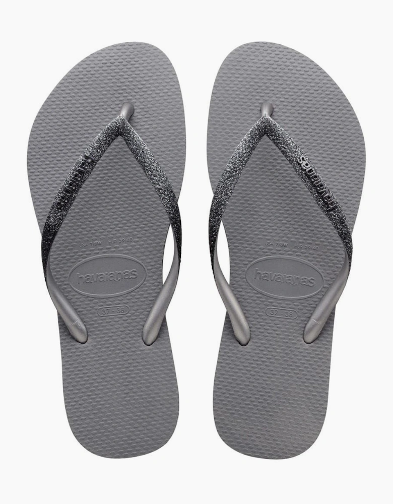 Hav. Slim Sparkle Ii Steel Grey 33  Flip Flops Womens