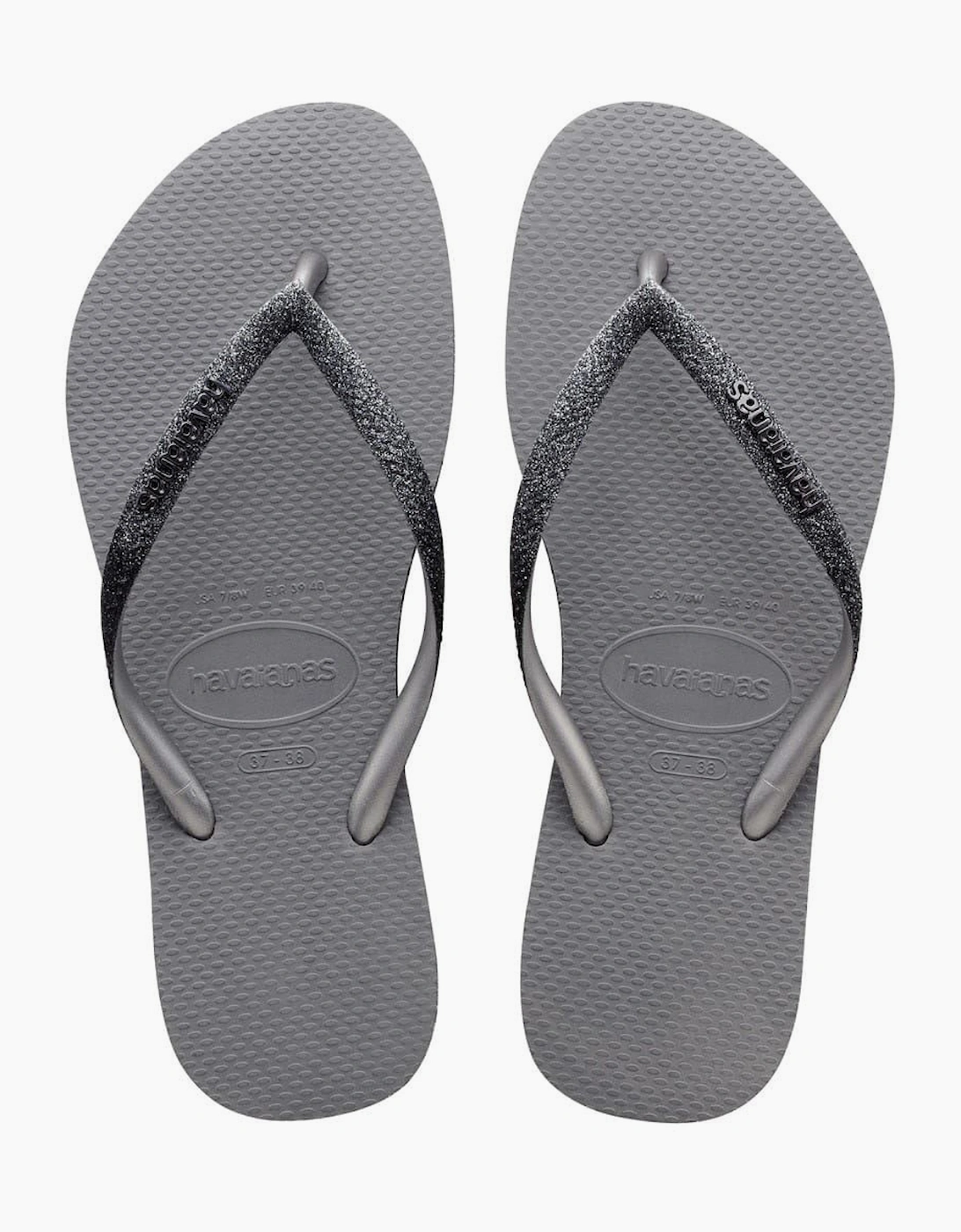 Hav. Slim Sparkle Ii Steel Grey 33  Flip Flops Womens