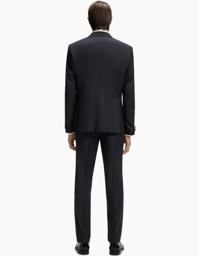 Solid Patterned Shawl Collared Flap Pocket Suit Jacket