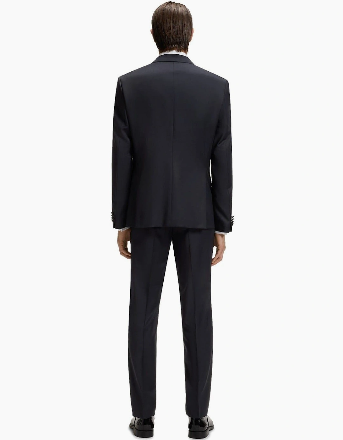 Solid Patterned Shawl Collared Flap Pocket Suit Jacket
