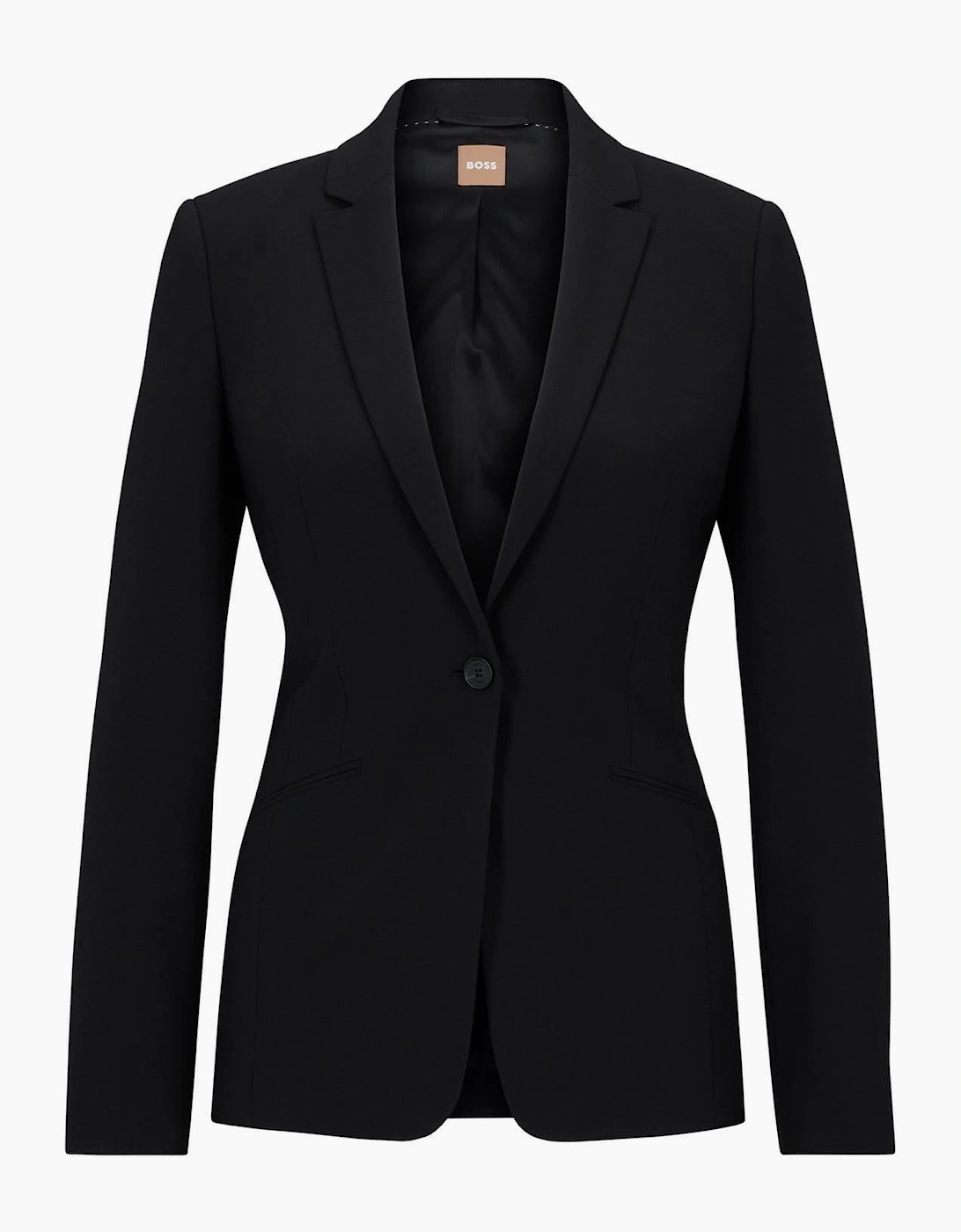 Jabina Solid Patterned Notch Collared Suit Jacket