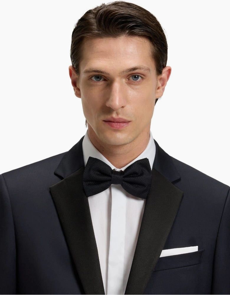 Solid Patterned Shawl Collared Flap Pocket Suit Jacket