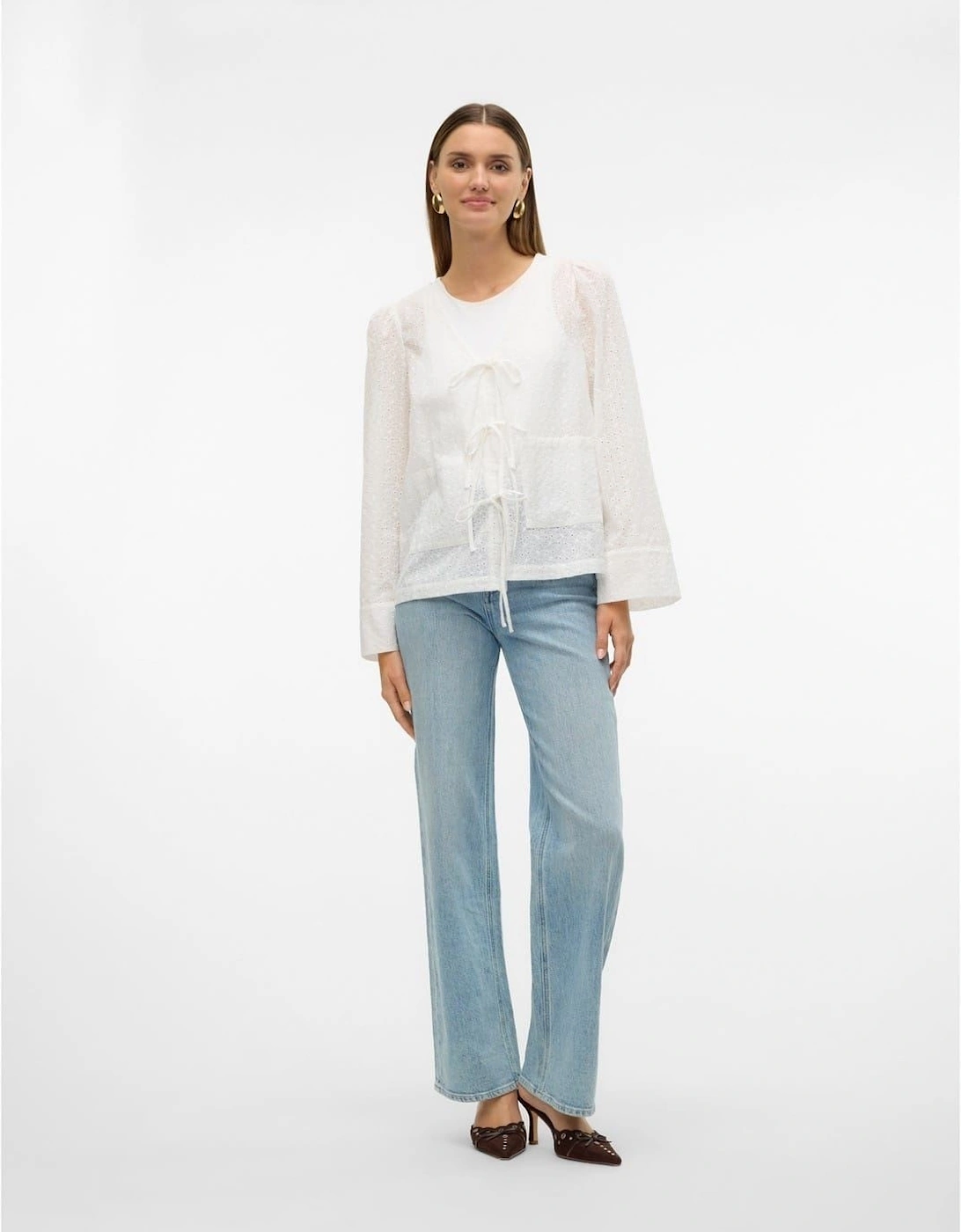 Palma Relaxed Fit Puff Sleeve V-Neck Blouse
