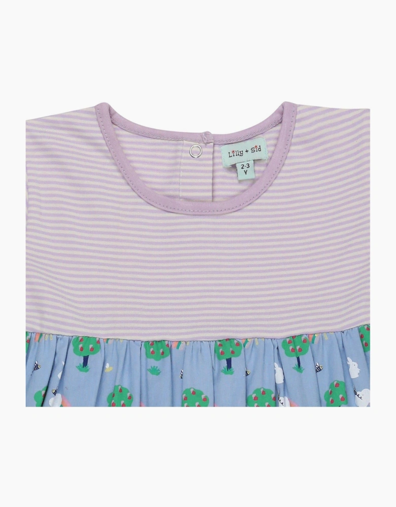 Bunny Print Crew Neck Knee Length A-Line Dress
