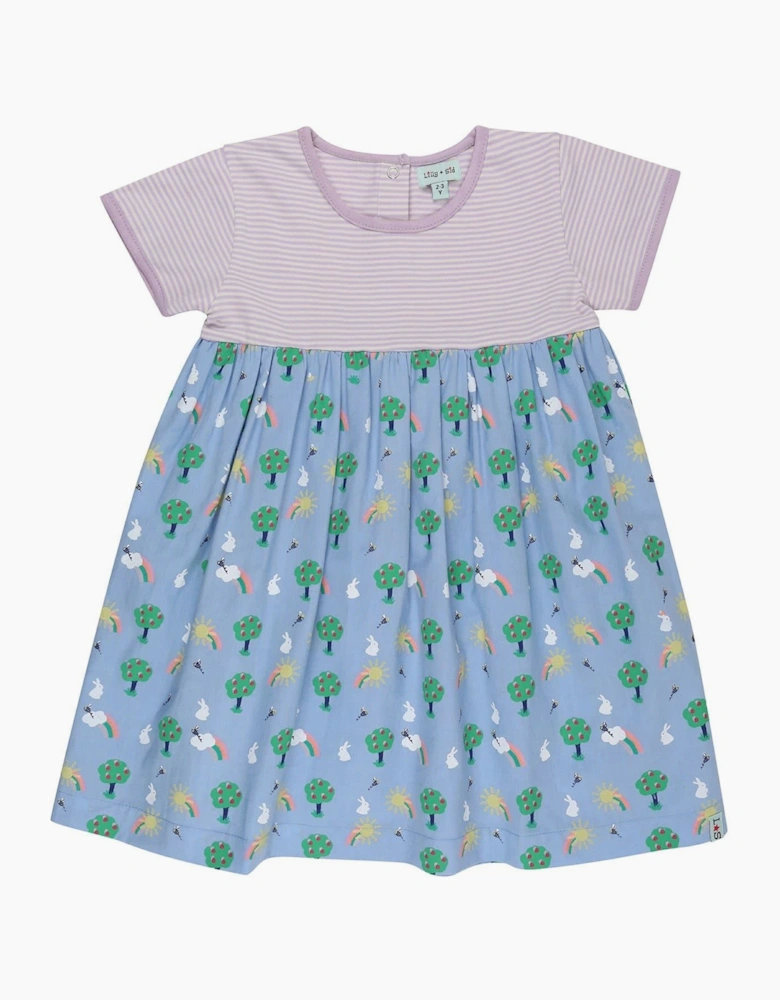 Bunny Print Crew Neck Knee Length A-Line Dress