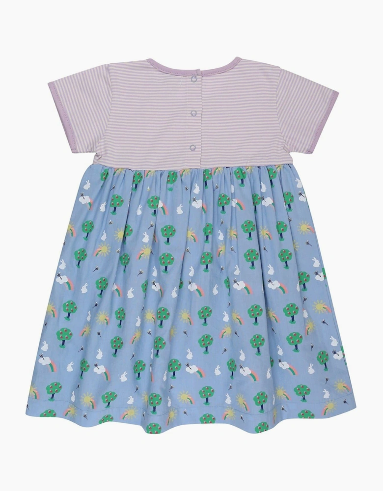 Bunny Print Crew Neck Knee Length A-Line Dress