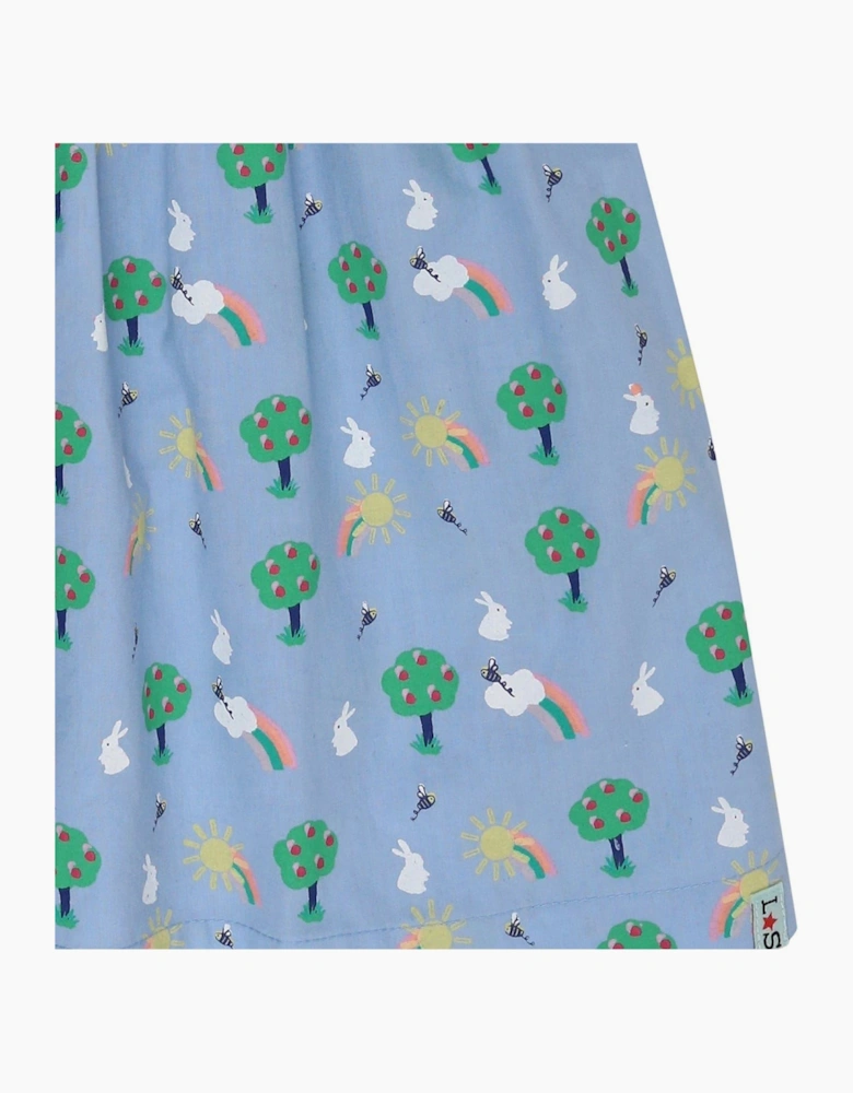 Bunny Print Crew Neck Knee Length A-Line Dress