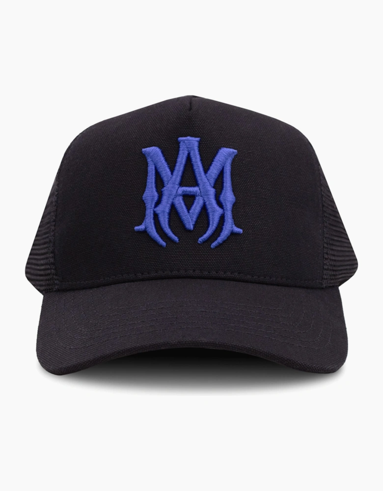 Amiri MA Logo Trucker Hat Black/Blue