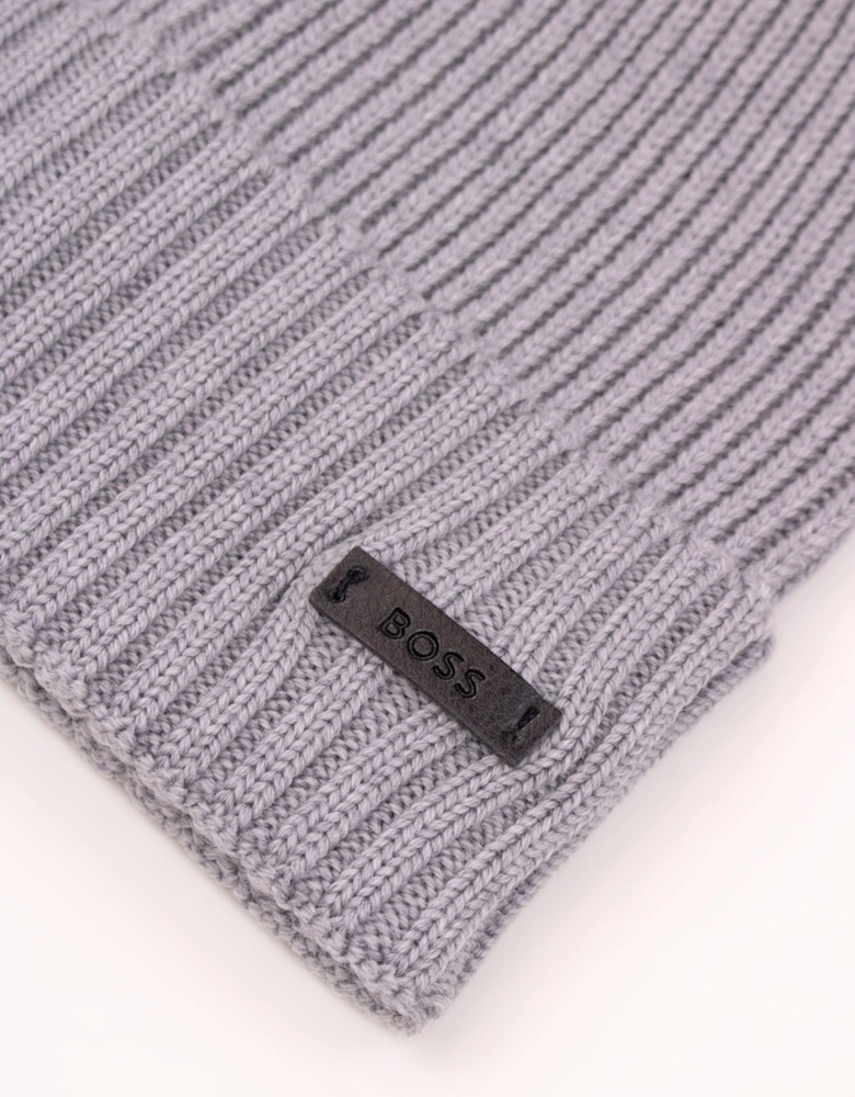 Hugo Boss Fati Rib Knit Wool Beanie Grey 041