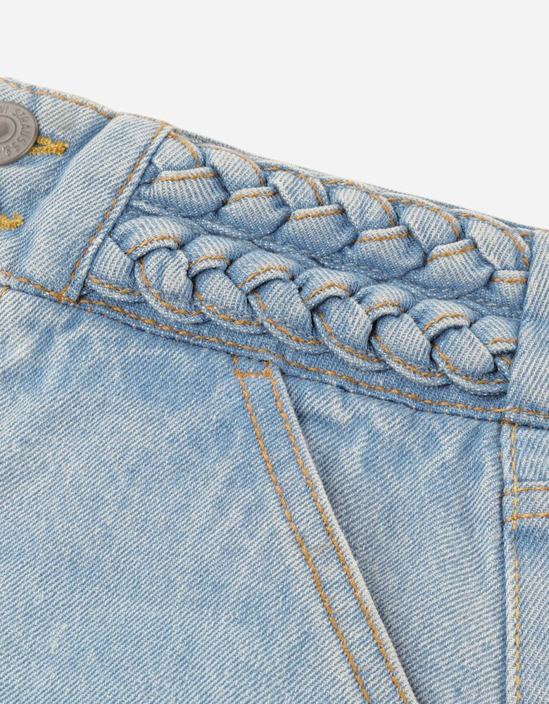 Levi's Girls High Rise Baggy with Braiding Jeans in Blue