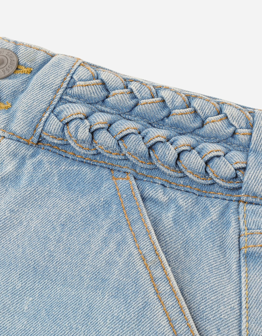 Levi's Girls High Rise Baggy with Braiding Jeans in Blue
