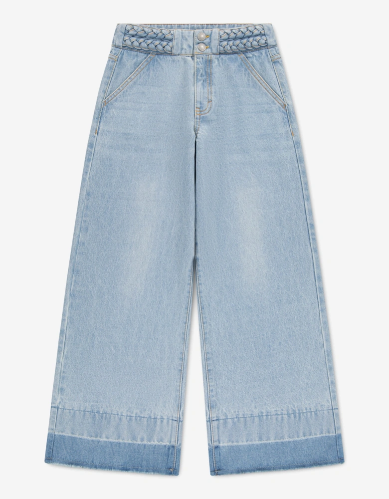 Levi's Girls High Rise Baggy with Braiding Jeans in Blue