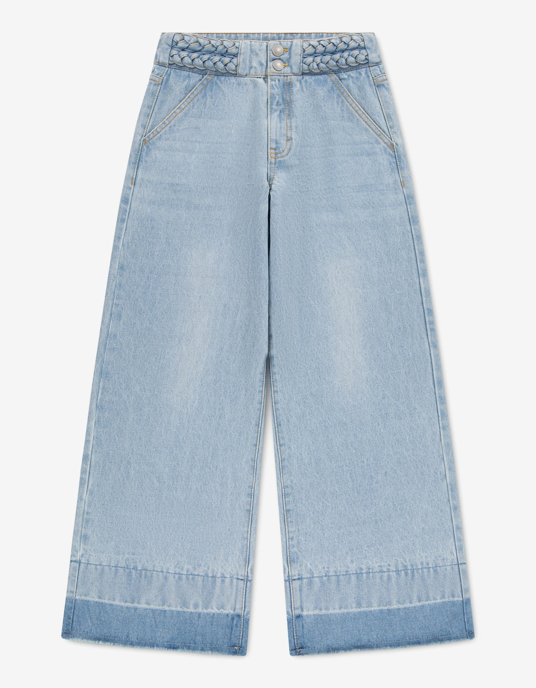 Levi's Girls High Rise Baggy with Braiding Jeans in Blue