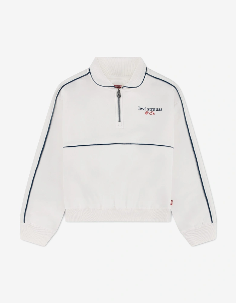 Levi's Girls Meet and Greet Half Zip Sweatshirt in White