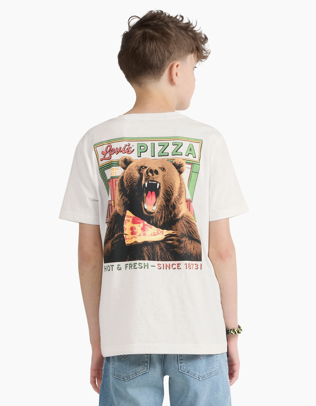 Levi's Boys Pizza Loving Bear T-Shirt in Ivory