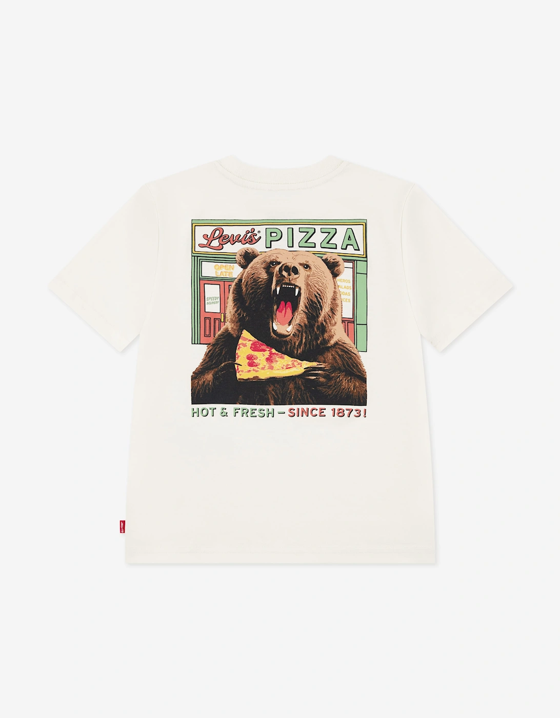 Levi's Boys Pizza Loving Bear T-Shirt in Ivory