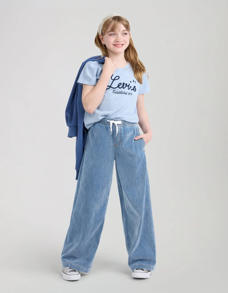 Levi's Girls Luxe Denim High Rise Baggy Jeans in Blue
