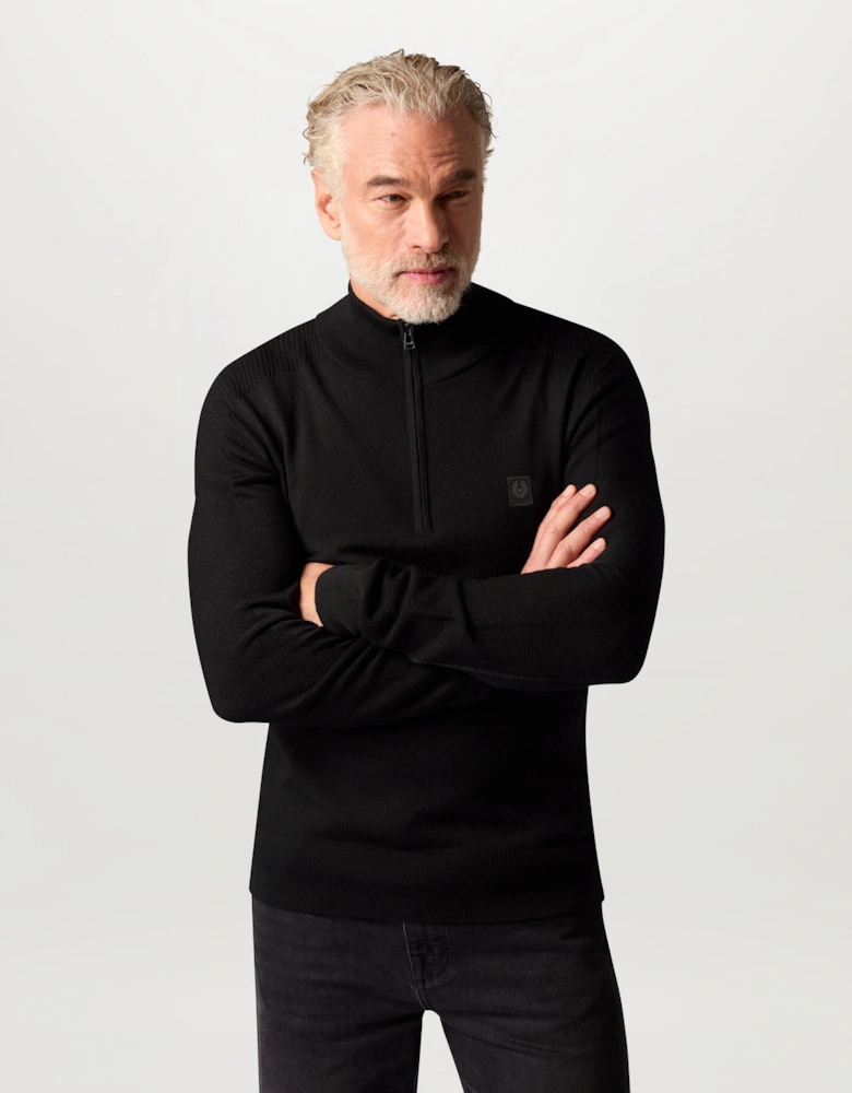 Belstaff Mens Colden Merino Quarter Zip Jumper - Black