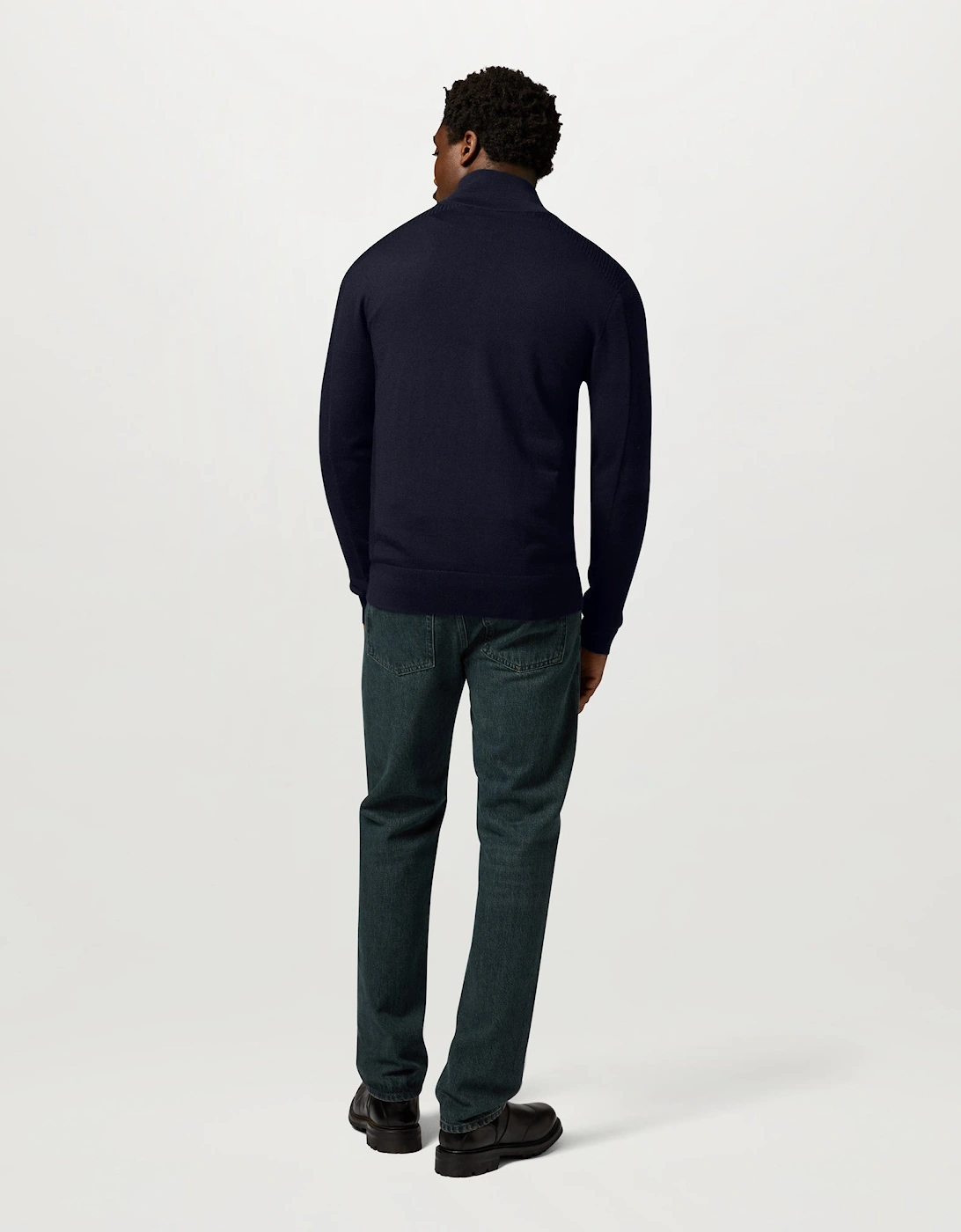 Belstaff Mens Colden Merino Quarter Zip Jumper - Dark Ink