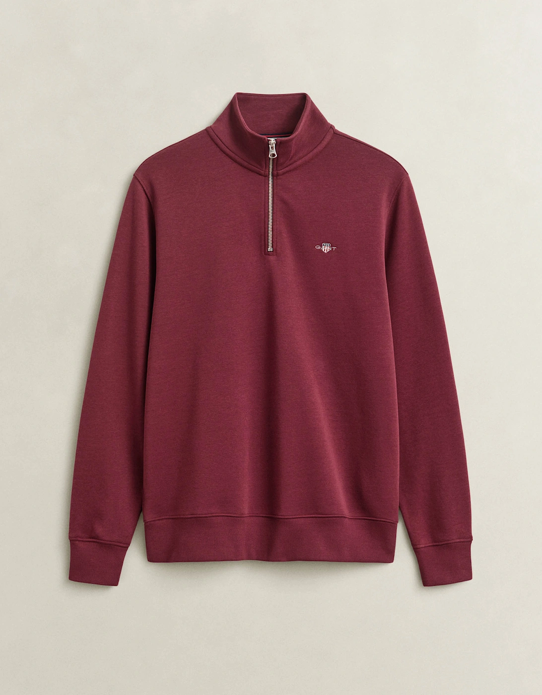 Gant Men's GANT Mens Regular Fit Shield Logo Half Zip Sweatshirt - 676 Deep Grape Wine - Red