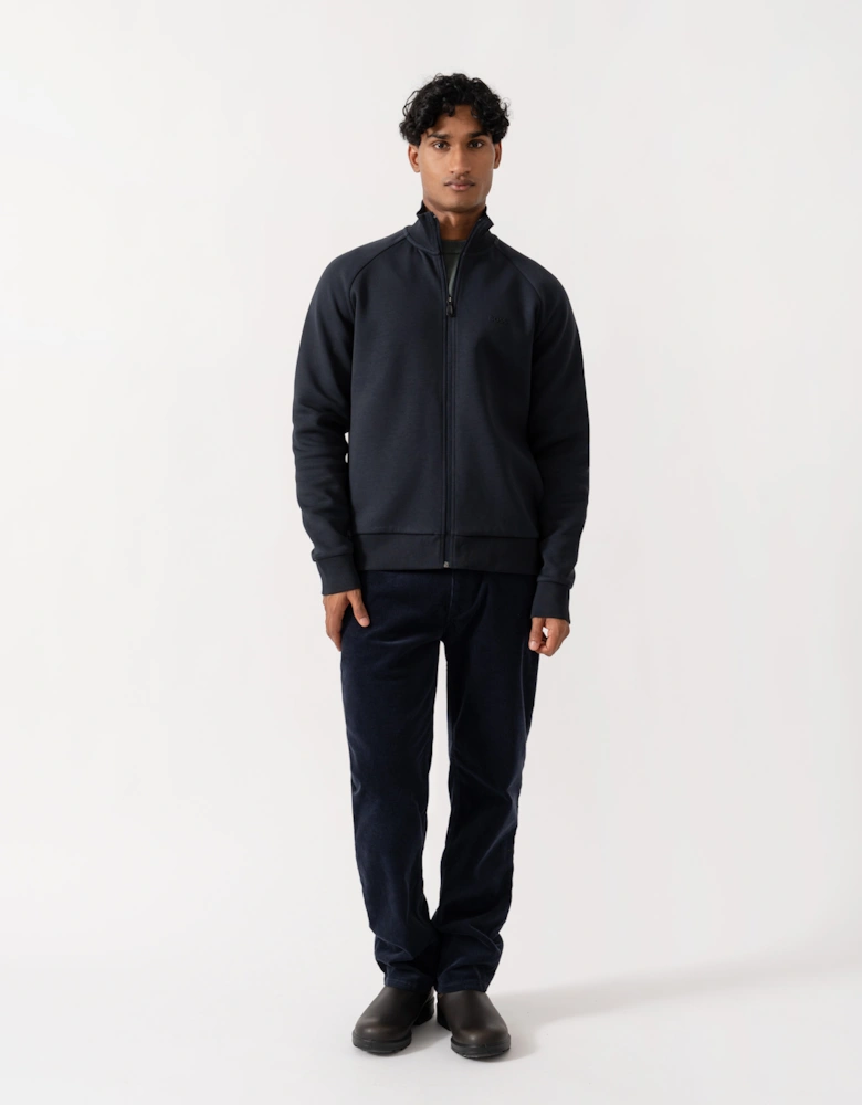 BOSS Green Skaz Mens Full Zip Funnel Neck Sweatshirt with Tonal Logo - Dark Blue 402