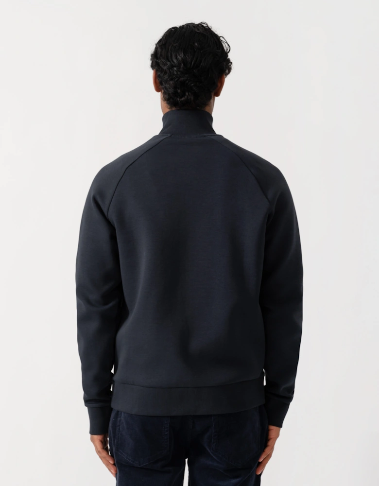 BOSS Green Skaz Mens Full Zip Funnel Neck Sweatshirt with Tonal Logo - Dark Blue 402