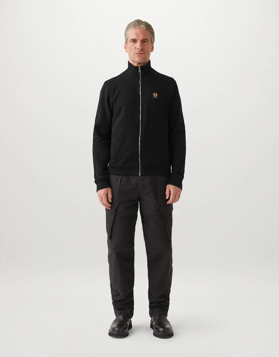 Belstaff Men's Navy Logo Full Zip Sweatshirt - Dark Ink - Size 42