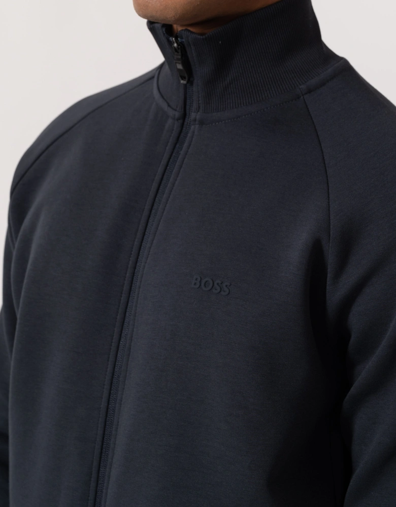 BOSS Green Skaz Mens Full Zip Funnel Neck Sweatshirt with Tonal Logo - Dark Blue 402