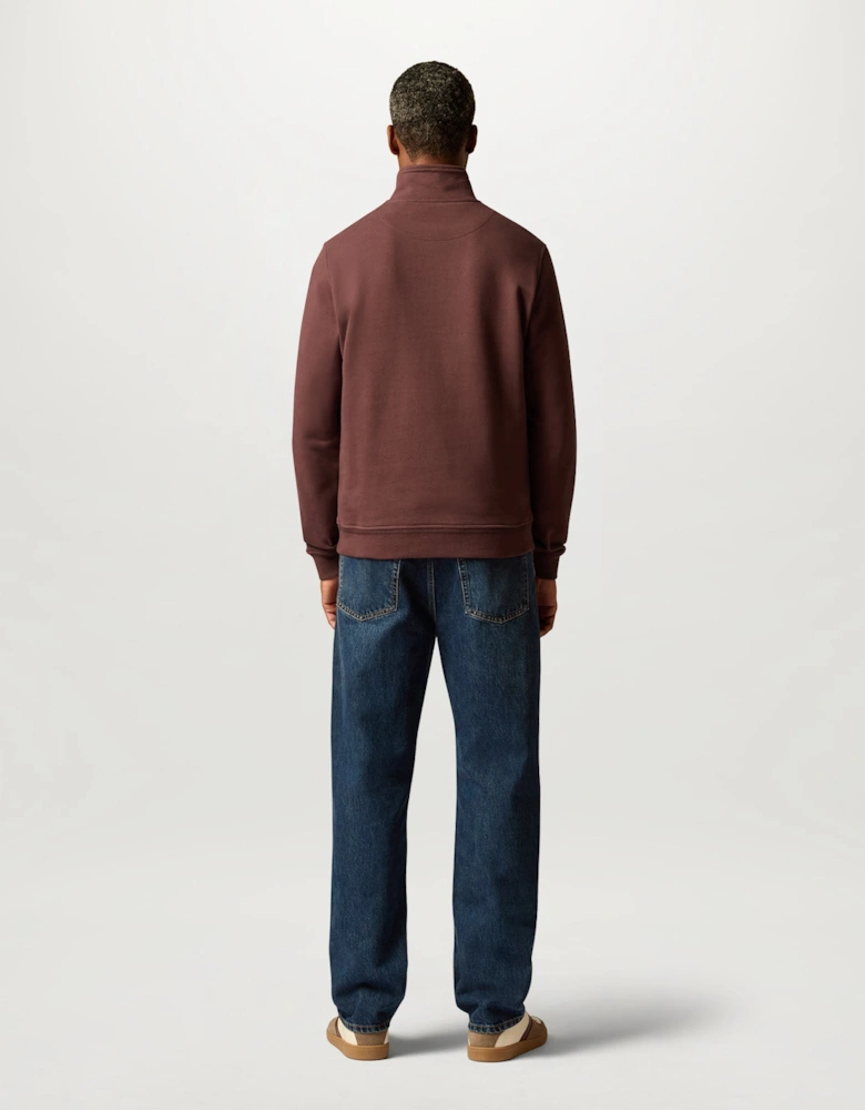 Belstaff Mens Logo Quarter Zip Sweatshirt - Oxblood