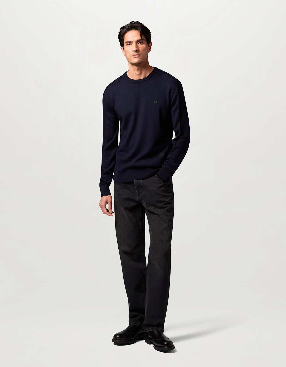 Belstaff Men's Belstaff Mens Colden Merino Crew Neck Jumper - Dark Ink - Navy