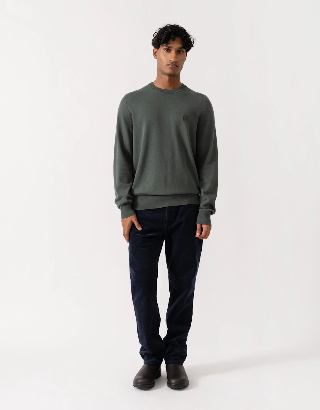 BOSS Orange Kanovano Mens Crew Neck Jumper  - Open Green 377