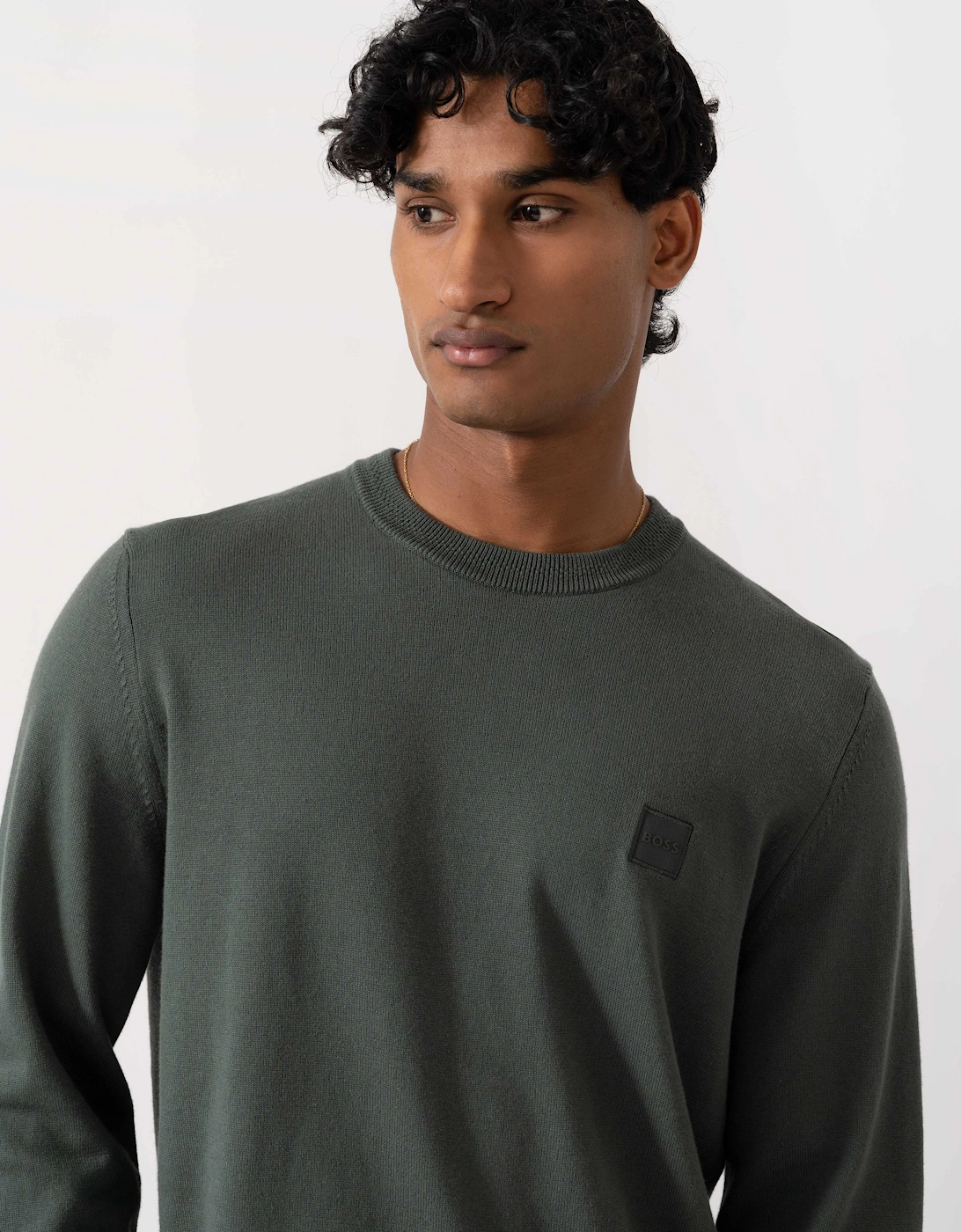 BOSS Orange Kanovano Mens Crew Neck Jumper  - Open Green 377