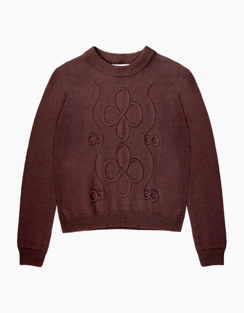 Chocolate Applique Knit Jumper with Alpaca
