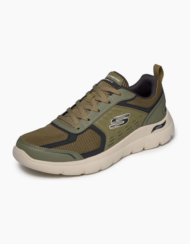 Skechers Arch Fit Summits Leege Leather Men's Olive Leather/Pu/Mesh Trainers