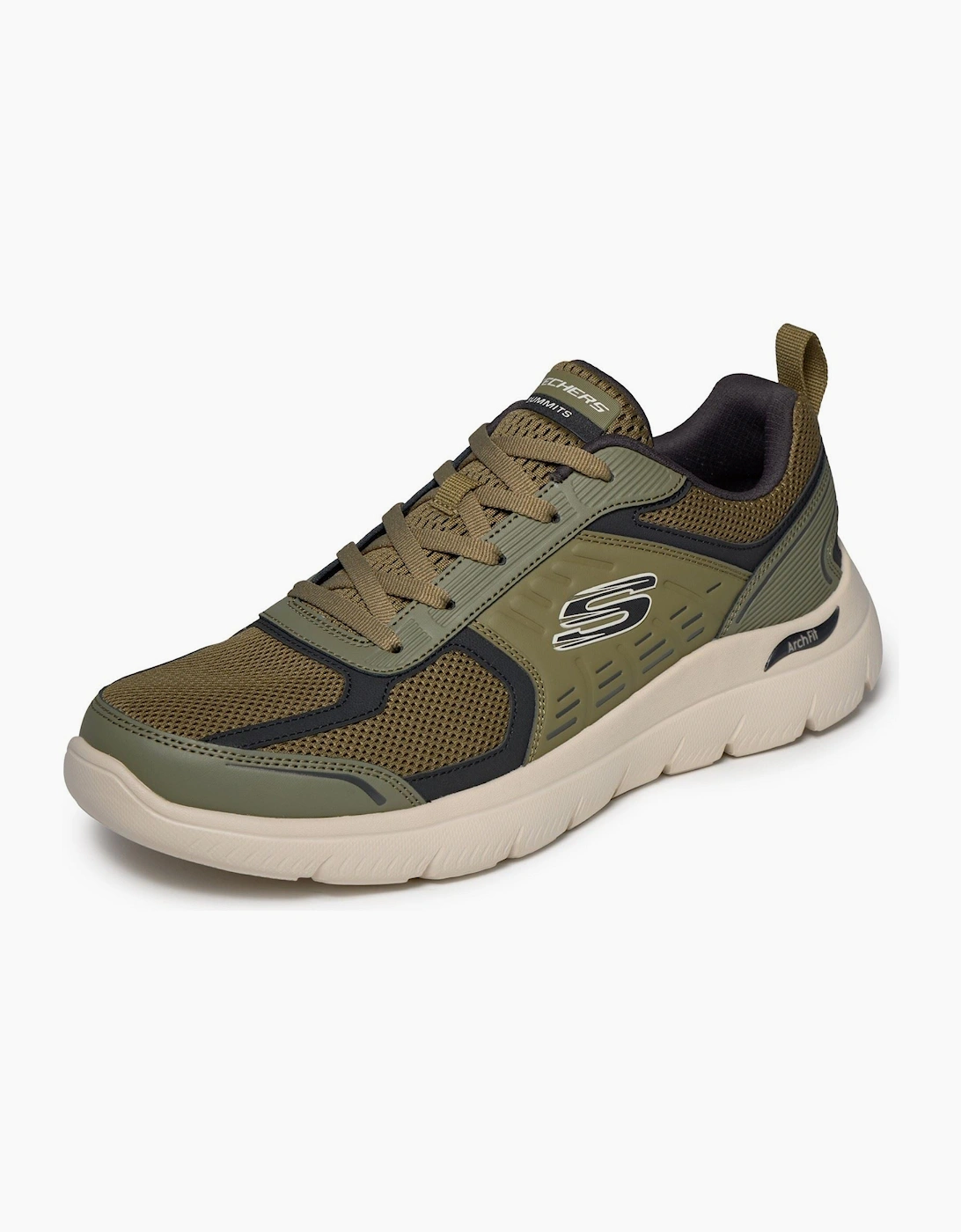 Skechers Arch Fit Summits Leege Leather Men's Olive Leather/Pu/Mesh Trainers