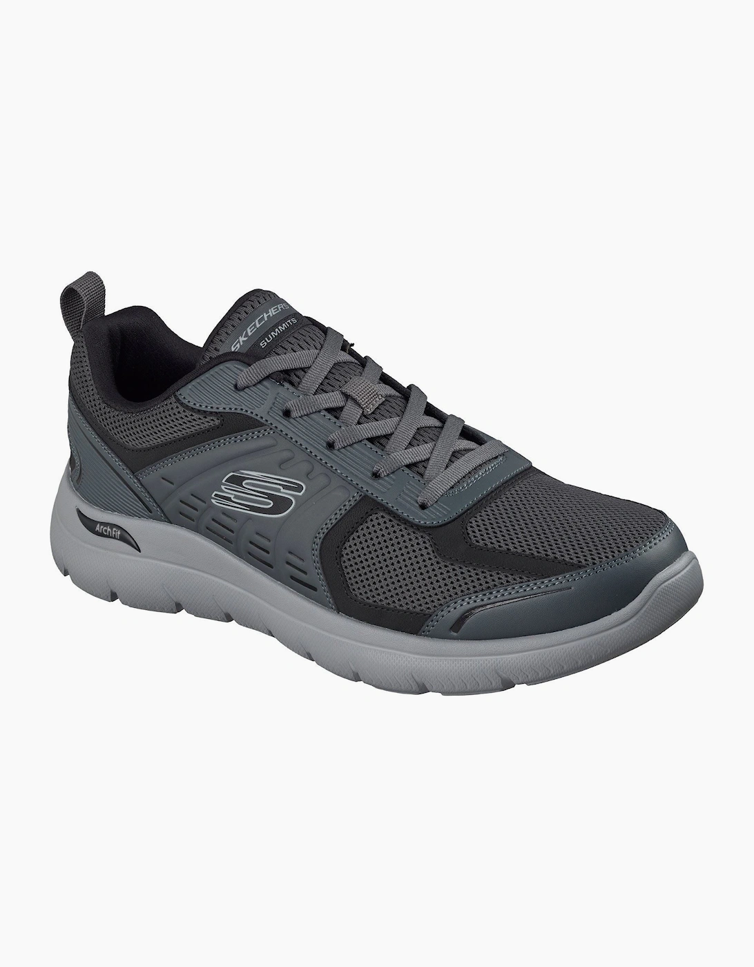 Skechers Arch Fit Summits Leege Men's Charcoal Leather/Mesh/BLK Trim Trainers