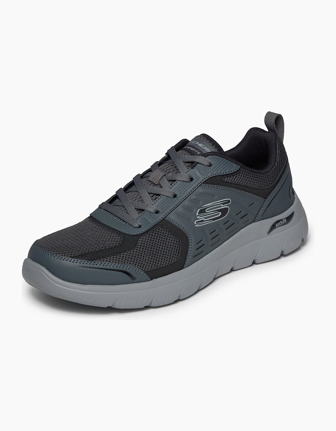 Skechers Arch Fit Summits Leege Men's Charcoal Leather/Mesh/BLK Trim Trainers