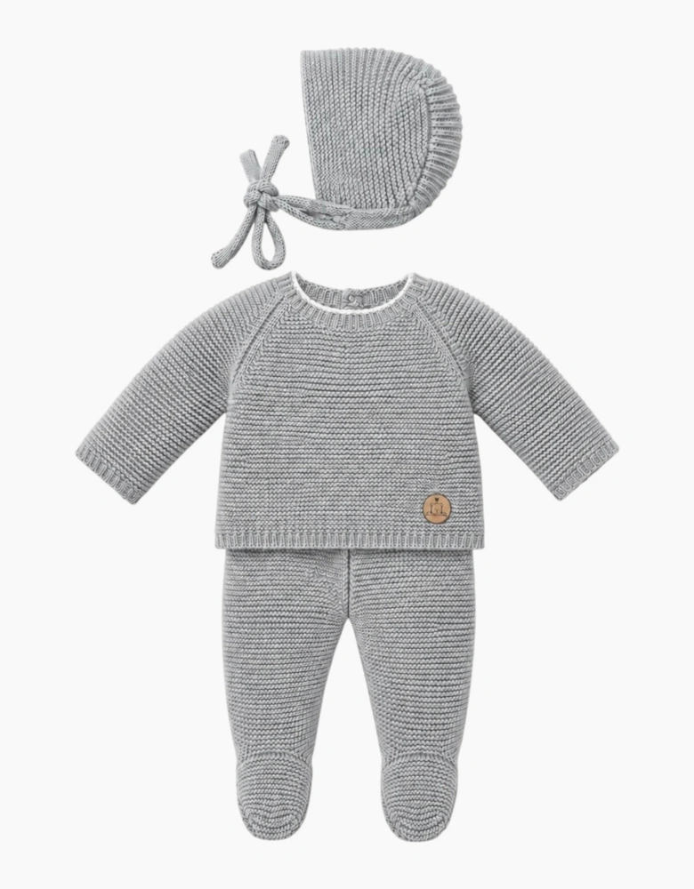 Grey Knit Set and Bonnet