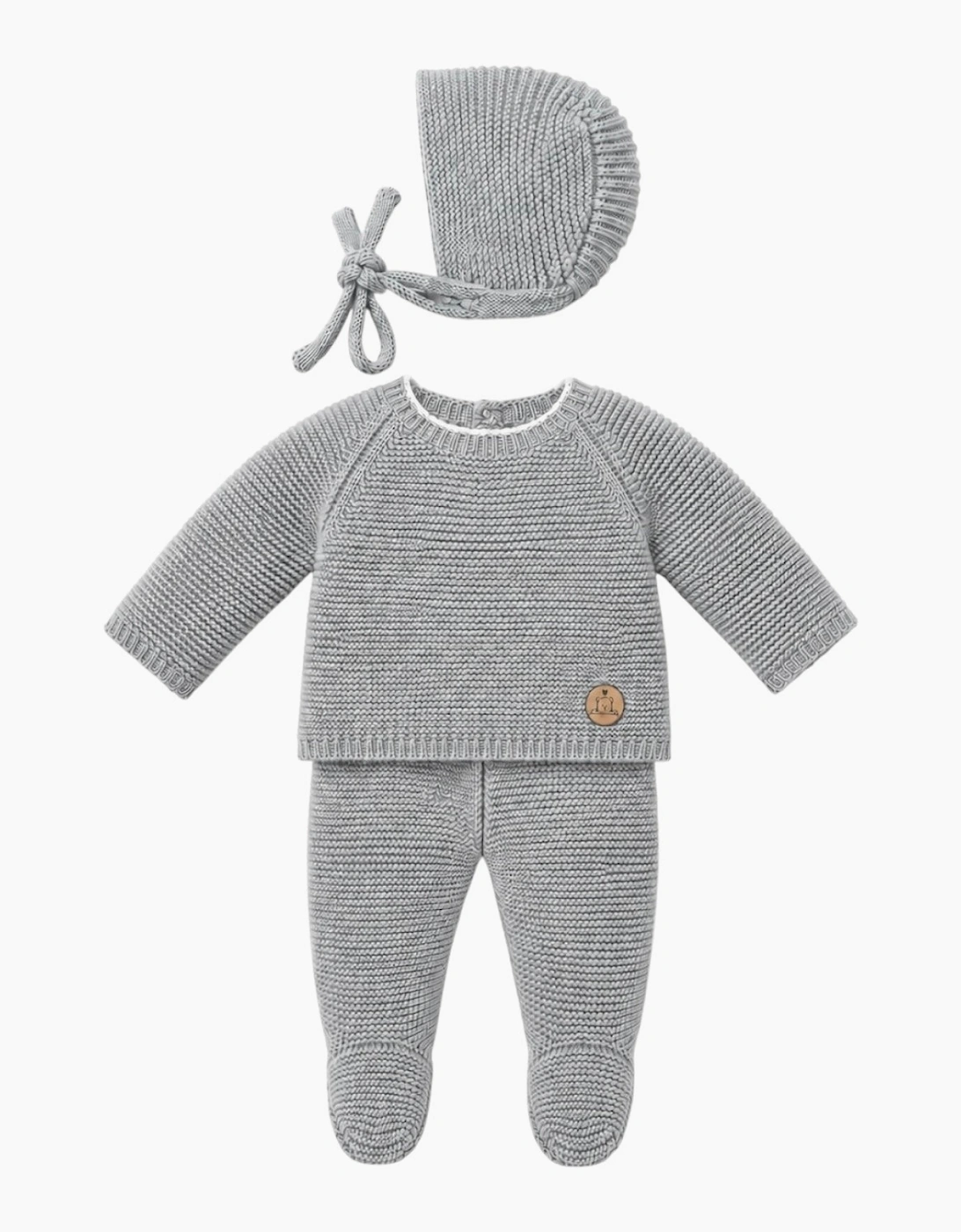 Grey Knit Set and Bonnet