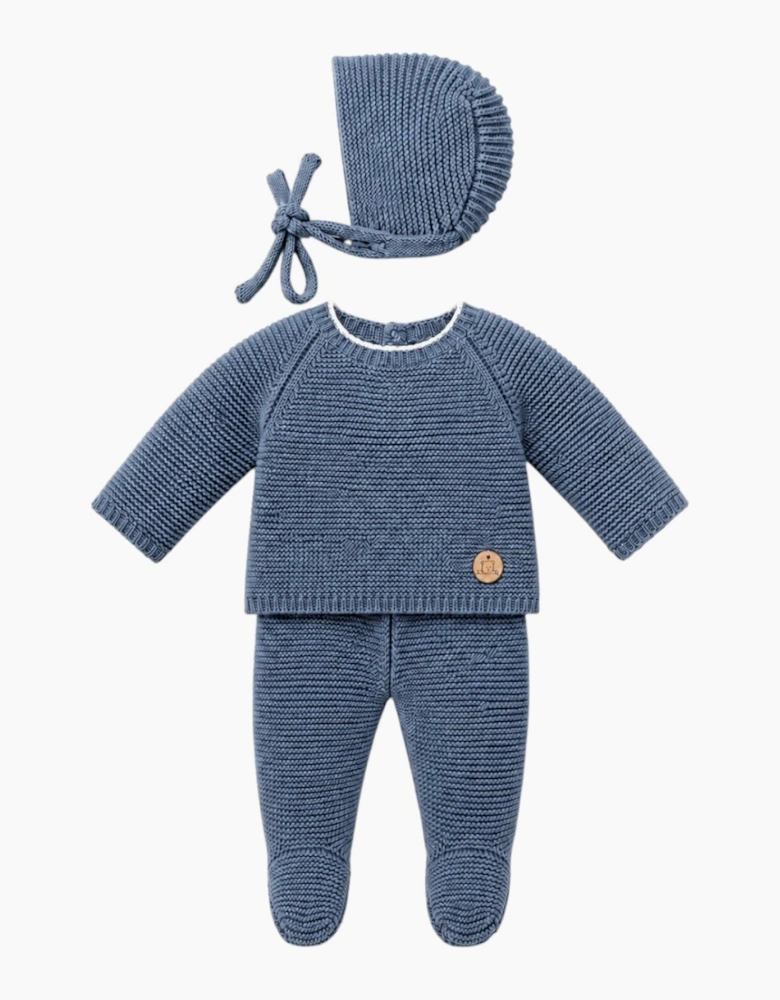 Bruma Blue Knit Set and Bonnet