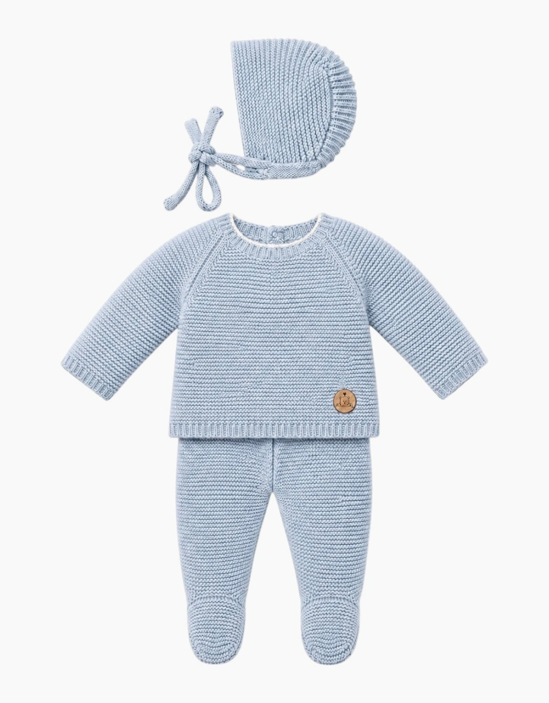 Powder Blue Knit Set and Bonnet