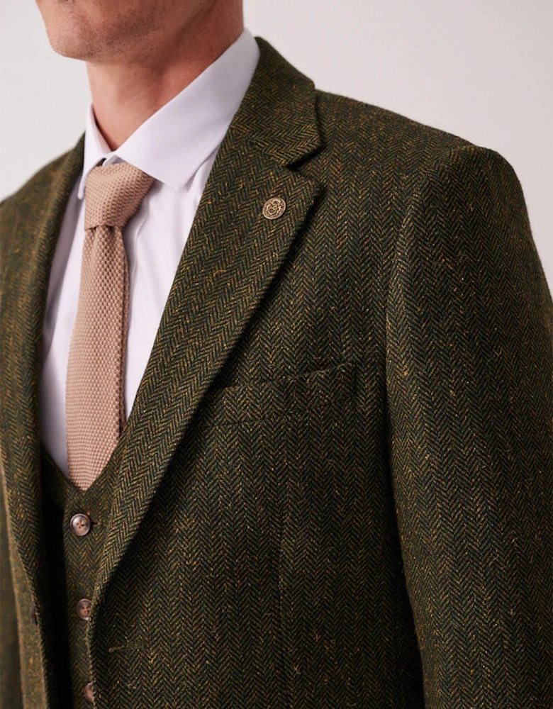 Marc Darcy Dean Tweed Blazer - Olive Green