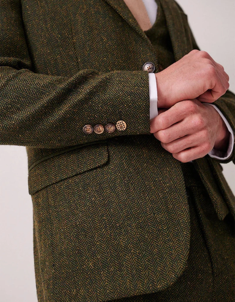 Marc Darcy Dean Tweed Blazer - Olive Green