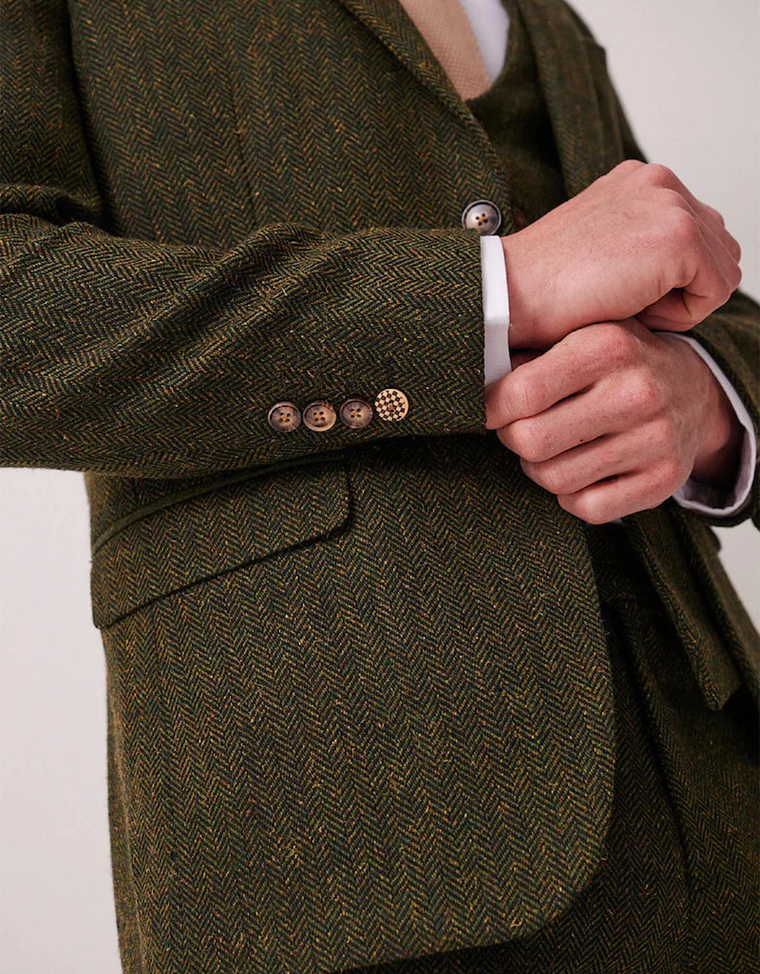 Marc Darcy Dean Tweed Blazer - Olive Green