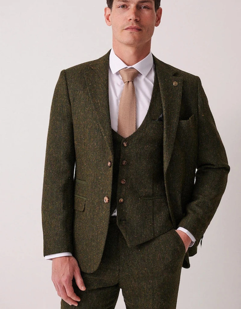 Marc Darcy Dean Tweed Blazer - Olive Green