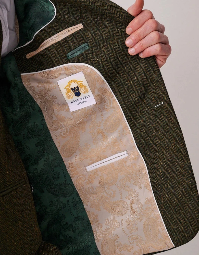 Marc Darcy Dean Tweed Blazer - Olive Green